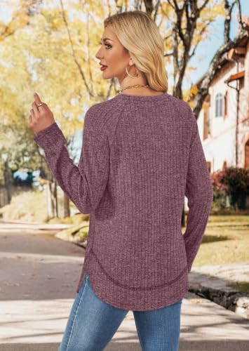 Image of WIHOLL Long Sleeve Shirts for Women Fall Sweaters Lightweight Trendy Tops