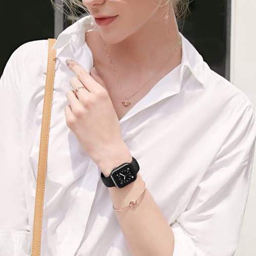 Image of Adorique 3-in-1 Compatible for Apple Watch Band 40mm 41mm 42mm 44mm 45mm 46mm, Soft Silicone Sport Strap for iWatch Series SE 10 9 8 7 6 5 4 3