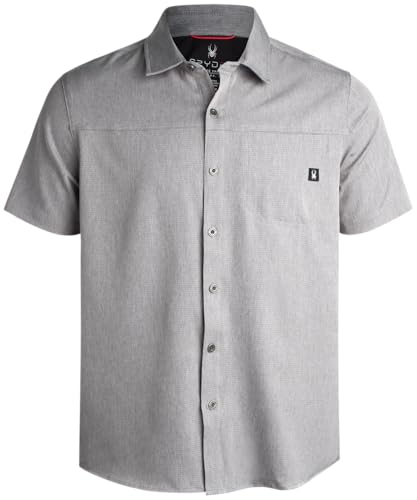 Spyder Mens Button Down Short Sleeve Shirt - Wrinkle Free Dress Shirts Collared Casual Button Up Mens Work Shirt with Pocket
