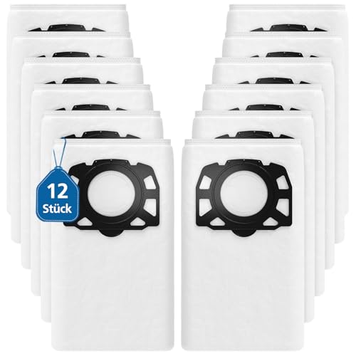 12 Stück KFI 487 Staubsaugerbeutel für Kärcher WD4 WD5 WD6 WD5P WD6P MV 4 MV 5 MV 6 Vliesfilterbeutel Staubbeutel für 2.863-006.0 Nass & Trockensauger Weiß