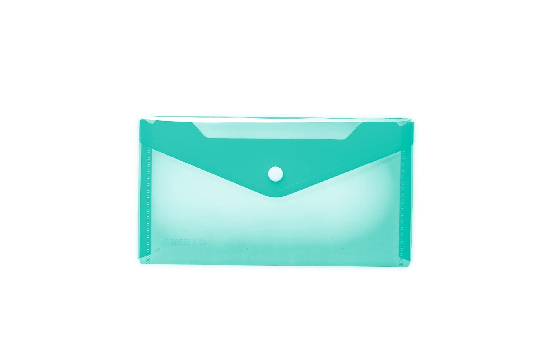 HERMA 20041 Document Wallet, DIN Long, Transparent, Turquoise, Small Transparent Pockets Envelope with Press Stud, Plastic Envelope for School, University, Office, Travel