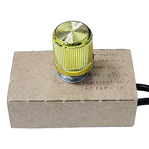 Jifeijidian Zing Ear Switch Lamp Rotary Dimmer On-Off Switches Home Table Light Full Range Inline Control Replacement Repair For Halogen Lamp Led Incandescent Lights Brass Knob Ze-03 Kit 300W 240V #TOP2