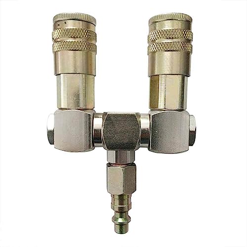 LEFITPA Replacement Double Swivel Manifold with Two 1/4 Inch Steel Industrial Couplers & One 1/4 Inch Steel Plug Kit for Interstate Pneumatics FS244-KH4