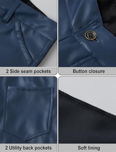 FEOYA Men's Skinny Faux Leather Pants Stretch Slim Fit Motorcycle Night Club Vintage Disco Pants4