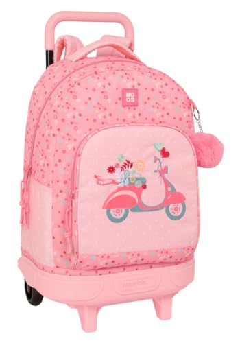 Safta Moos Passion - Mochila Grande con Ruedas, Compacta, Extraíble, Ideal para Niños de Diferentes Edades, Cómoda y Versátil, Calidad y Resistencia, 33x22x45 cm
