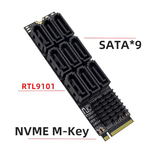 NGFF NVME M-Key PCI Express M.2 NGFF to 9 Ports SATA 3.0 6Gbps Adapter Converter Hard Drive Extension Card 2280 for NAS Computer (9-Ports) by NGFF - Image 9