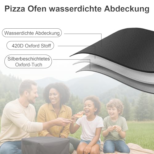 Pizzaofen Abdeckung - Schwarz 420D Oxford-Stoff, Abdeckhaube für 17Pizzaofen Gas, Pizzaofen Lagerung Zubehör(62x62x28cm)