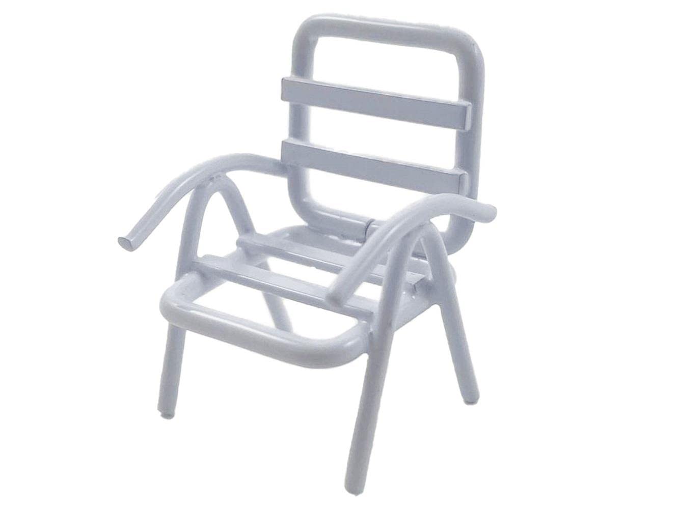 Dolls House White Patio Lawn Chair 1:24 Half Inch Scale Metal Garden Furniture