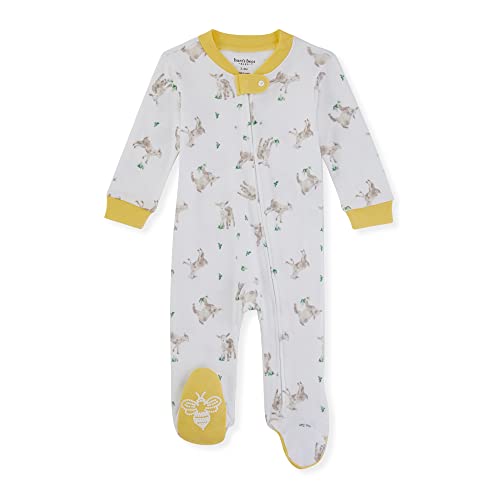 Image of Burt's Bees Baby baby boys Play Pajamas, 100% Organic Cotton One-piece Romper Jumpsuit Zip Front Pjs and Toddler Sleepers, Billy Goat Cloud, 9 Months US