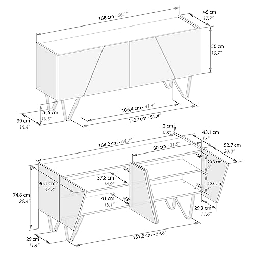 Mobili Fiver, Madia-Buffet 4 ante Emma con gambe