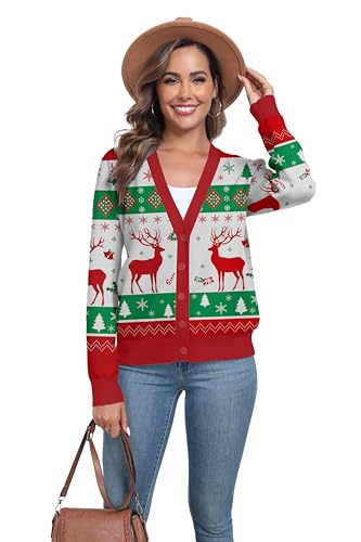 Image of Women's Long Sleeve Cardigan Sweaters Casual V Neck Soft Knit Jacket Button Down Cardigan for Women Winter Fall