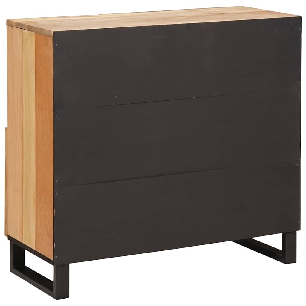 Sideboard aus massivem Mango-Holz Braun 80 x 33 x 75 cm mit 2 Scharniertüren, vielseitiges Wohnzimmer Möbel, Stauraum für Medien, HiFi, DVD, Blu-ray, Gaming Zubehör