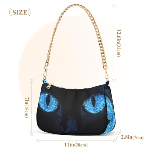 Black Blue Glowing Eyes Ladies Shoulder Bag Floral for Women Hobo Evening Purse Elegant Clutch Handbag Zipper Closure3