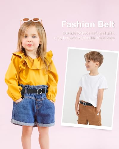 AWAYTR Kids Elastic Leather Belt - Stretch Belt for 3-16 Girls and Boys 16"-31.5"3