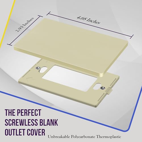 Image of ENERLITES Screwless Blank Wall Plate, Child Safe Blank Device Outlet Cover, Standard Size, 1-Gang 4.68 inch x 2.93 inch, Polycarbonate Thermoplastic, UL Listed, SI8801-I-5PCS, Glossy, Ivory, 5 Pack