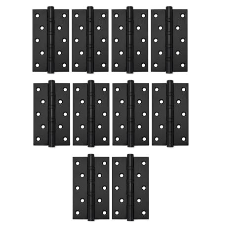 Image of AKS Stainless Steel Four Ball Bearing Hinges for Main Door, Office, Home & Bathroom Doors 6 Inch Length 3 Inch Width 3mm Thickness Hinges | 5 Years Warranty (Pack of 10, Matt Black)