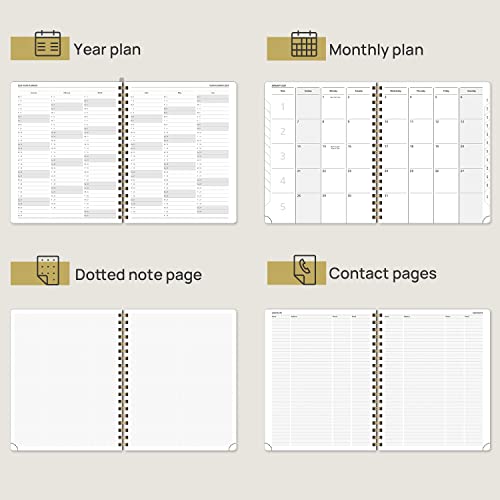 Poprun Planner 2023-2024 (10'' X 8'') Academic Planner Weekly And Monthly (July 23-June 24) Hard Cover, Spiral Planner With Hourly Time Slots, Wirebound, Tabs, 100 Gsm - Midnight Green #TOP2