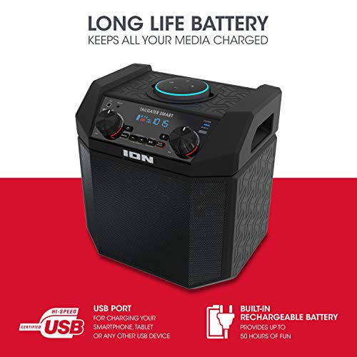 image for ION 50W Outdoor Echo Dot Speaker Dock/Portable Alexa Accessory with Bl