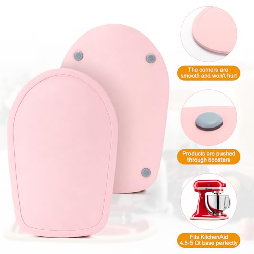 Image of Mixer Slider Mat for Tilt Head Kitchen Aid 4.5-5 Qt Stand Mixer, Wood Appliance sliding mat for kitchenaid Artisan 4.5-5 Qt, Kitchen Countertop Storage Accessories Mixer Moving Tray attachments, Pink