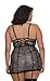 Dreamgirl Women's Plus Size 2 Piece Stretch Lace Print Garter Slip, Metallic Black, 1X