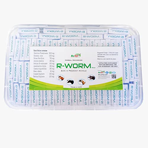 REFIT ANIMAL CARE Veterinary Herbal Dewormer Bolus for Cow, Cattle, Goat & Livestock Animals, Set of 81 Tablets, R-Worm
