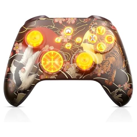 Dinosoo RGB Wireless Controller for Android PC, Dual Vibration TURBO Function 3.5mm Headphone Jack Macro Function-Tiger Crane (Can't connect to X-box right now) Cover