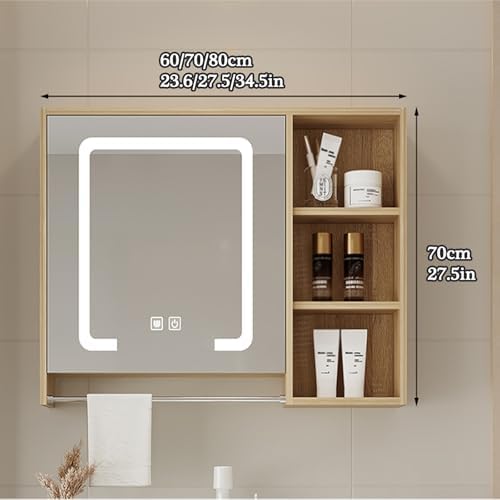 Large Wall-Mounted Bathroom Mirror Cabinet with High-Definition Reflection, Spacious Storage Unit, Versatile Design for Any Space (Gray, 80x70cm/34.5x27.5in)