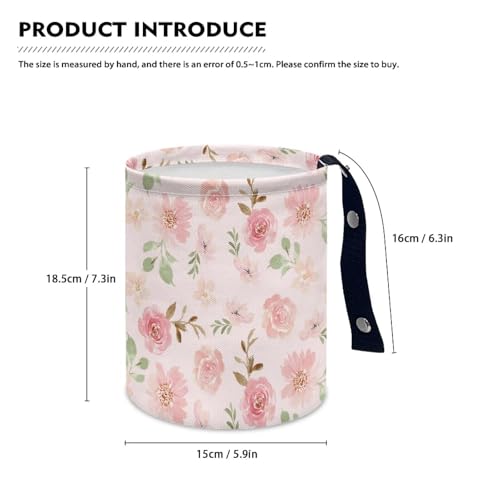 Image of Pink Cute Flower Car Garbage Bin Collapsible Hanging Portable Waterproof Waste Basket Car Accessories Interior for Car SUV Trucks