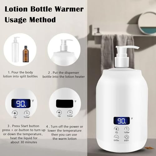Massageöl Wärmer, Massageöle Erwärmer Einstellbare Temperatur 30-65 Grad Wellness Massage Massageöl Set mit 2 Intern Plastikflasche Massageöle Zubehör für ätherische Öle Rückenmassage