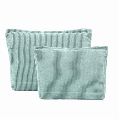 Zenovate Neceser Maquillaje, Neceser Pequeño para Maquillaje de Mujer, Neceser de Mujer de 2 Piezas, Bolsa de Tela Bolsa Cosmética Portátil con Cremallera para Mujer-Azul Claro (1 Grande + 1 Pequeña)