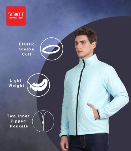 Image of Scott International Men's Padded Quilted Winter Jacket | Puffer Jacket | Padded Nylon Fabric | Full Sleeves | Front Zip Closure | Lightweight Casual Jacket | Travel & Outdoor Winter Wear