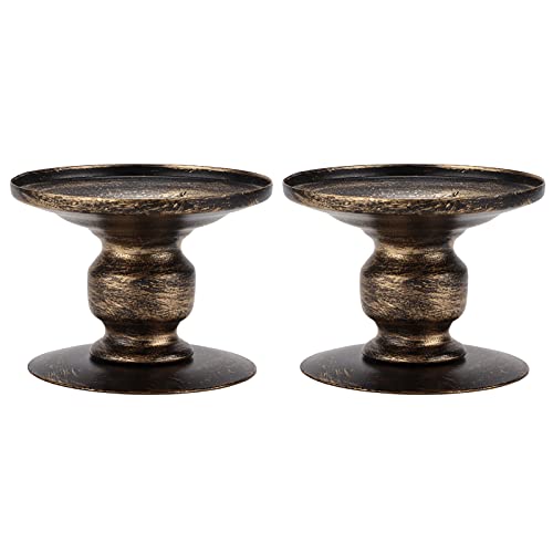 Pillar Candle Holders Iron Retro Sturdy Durable Candle Pedestal Stand for Wedding Party Home Decor 2Pcs Set