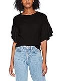 New Look Double Ruffle Camiseta, Negro (Black 1), 40 para Mujer