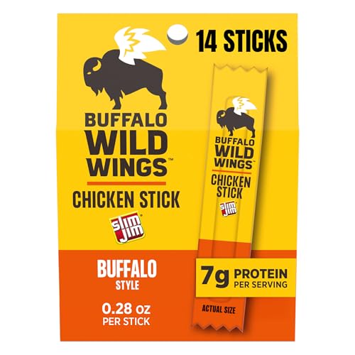 Slim Jim Chicken Sticks, Buffalo Wild Wings Buffalo Style, 7g Protein per Serving, Snack Size,...