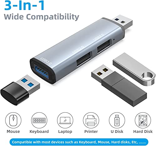 Image of XIKKART Type C to 3 Port USB HUB 3 in 1 USB C to USB 3.0 HUB Compatible for iMac Pro, MacBook Air, Mac Mini /Pro, Notebook PC and Other Type C Phones & Devices Type-C to USB 3.0 & 2 x USB 2.0