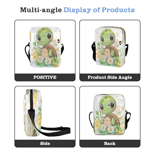 Crossbody Bag Cute Sea Turtles Daisy Messenger Bag for Women Men Purse Shoulder Bag Satchel Bag with Adjustable Strap 214B89094