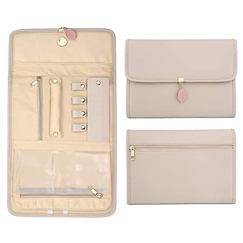 UTO - Organizadora de Joyas Estuche de Viaje Cuero Sintético Bolsa de Almacenamiento Extraíble y Reemplazable para Pendientes, Anillos, Collares, Pulseras