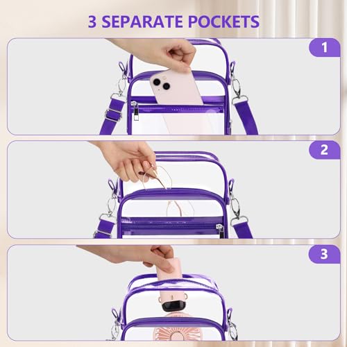 Image of Blvornl Clear Crossbody Bag with Adjustable Shoulder Strap, Stadium Approved PVC Purse Bag, Messenger Bag