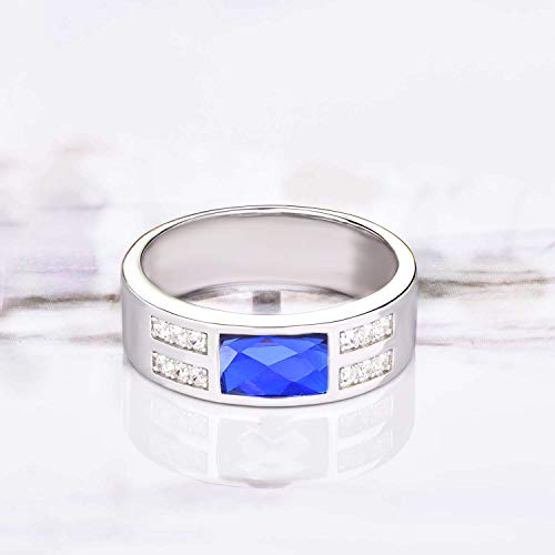 YL Men's Wedding Band Engagement Rings 925 Sterling Silver Flat Cut Birthstone Anniversary Jewelry4