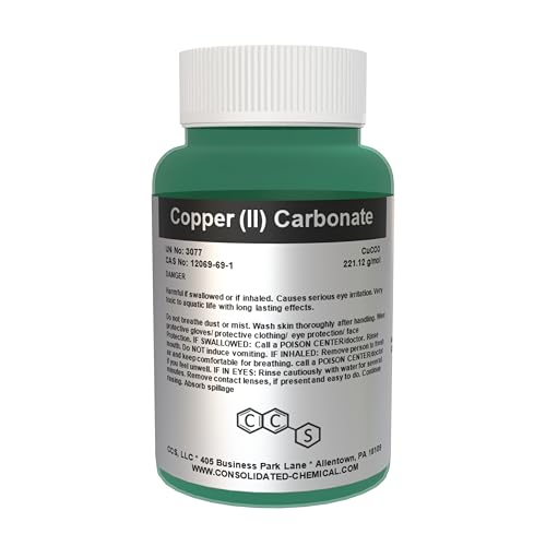 Copper (II) Carbonate Solid – High Purity Industrial Grade | Green Powder for Chemical Reactions, Pigments, and Research Applications (100 Grams)