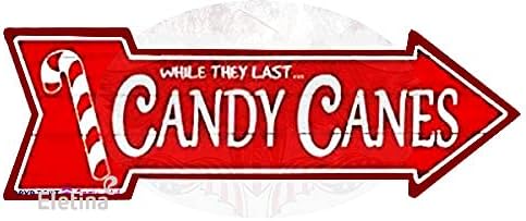 TSOSK Letrero de metal con flechas de caramelo vintage, decoración de pared, placa de flecha retro, letrero de metal de aluminio de 5 x 17 pulgadas