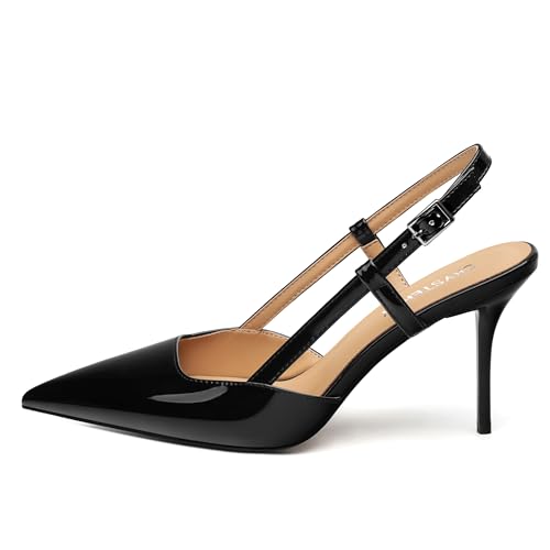 SKYSTERRY Slingback Heels for Women Closed Pointed Toe High Stiletto Heels Comfortable Sexy Party Prom Wedding Dress Pumps Shoes 3 Inch2