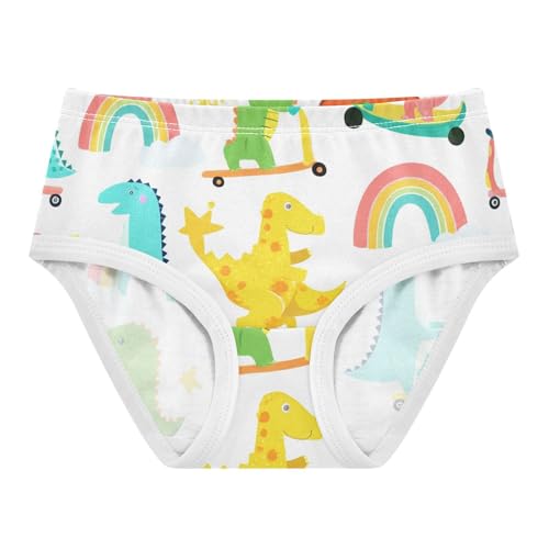 Toddler Girls Underwear 2t Cotton Girl Panties Cute Animals Kids Briefs Undies Cute Cartoon Dinosaurs White