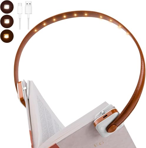 Image of 12 LED Rechargeable Book Light for Reading in Bed - Eye Caring 9 Color Temperatures,Stepless Dimming Brightness,80 Hrs Runtime Small Lightweight Clip On Book Reading Light for Studying,Bedtime Reading