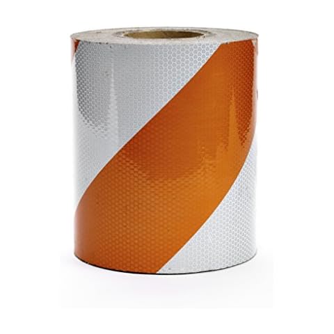 Mutual Industries Engineering Grade ASTM Type I Reflective Barricade Tape, 8" x 50 yd, Orange/White Stripe Cover