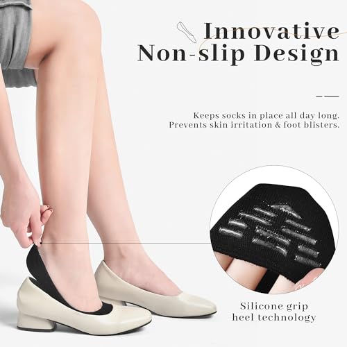 RYI 6 Pairs Cotton Ultra No Show Socks Womens - Non Slip, Loafer Socks For Flats2