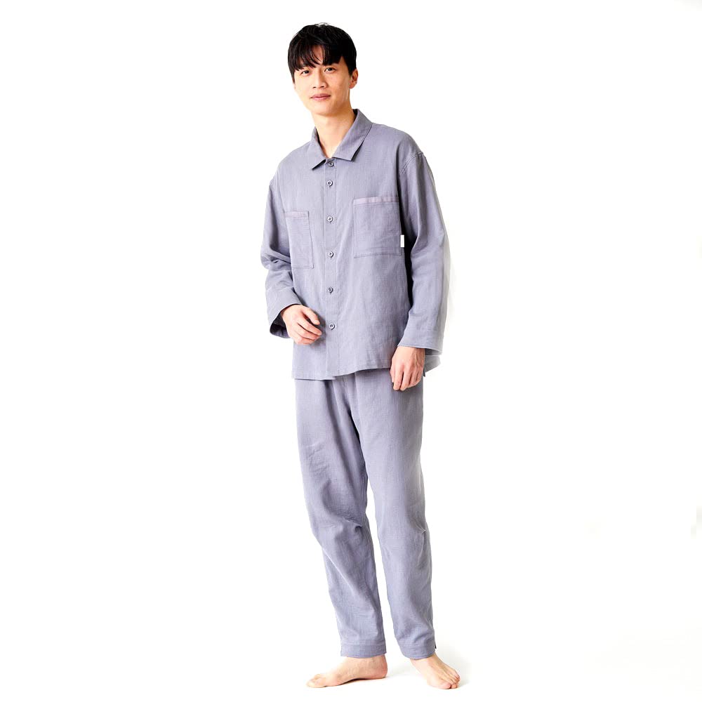 Amazon | [liflance] 綿麻強撚ワッフルガーゼパジャマ メンズ