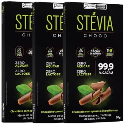 Kit com 3 Tabletes de Chocolate 99,9% Cacau Zero Acucar Zero Lact...