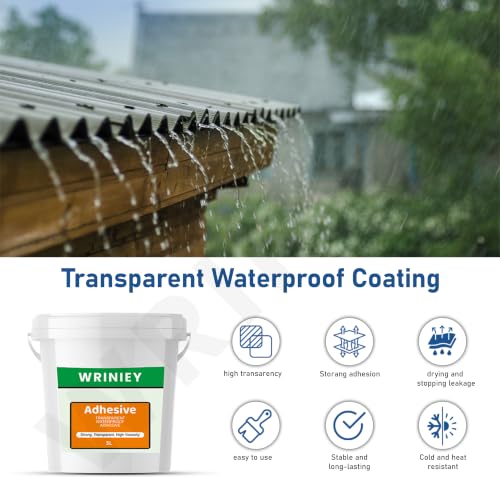 Image of Transparent Waterproof Resin Epoxy Crack Seal Glue 5L /5KG with Brush for Roof Leakage Crack Seal Agent Roof Water Leakage Solution Water Proof Glue for Waterproofing