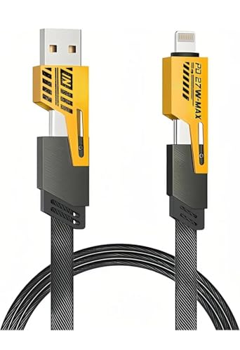 Image of 4 in 1 fast Charging Cable, USB-A to Type-C, Compatible with iPhone and All Phones & Laptops, 27W Max PD